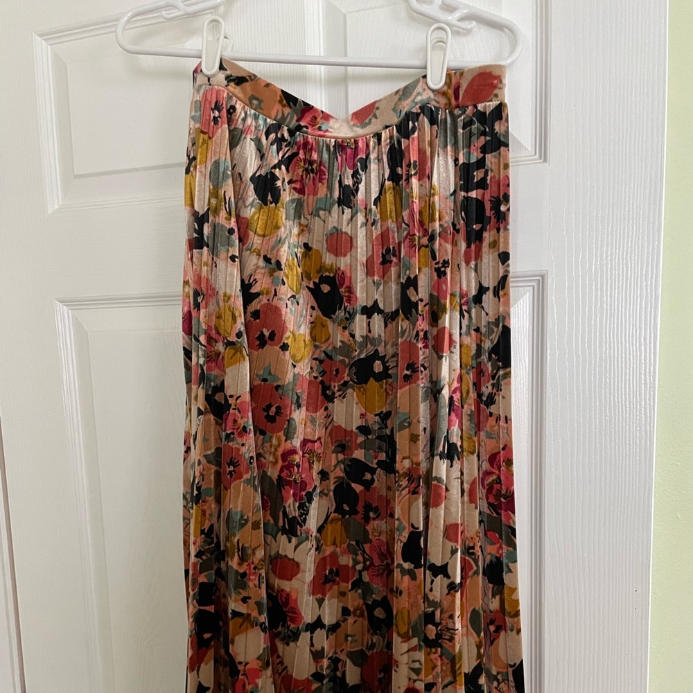 Maeve velour floral skirt